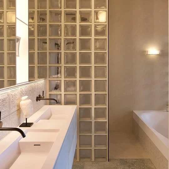 badezimmer glasbausteine waschbecken